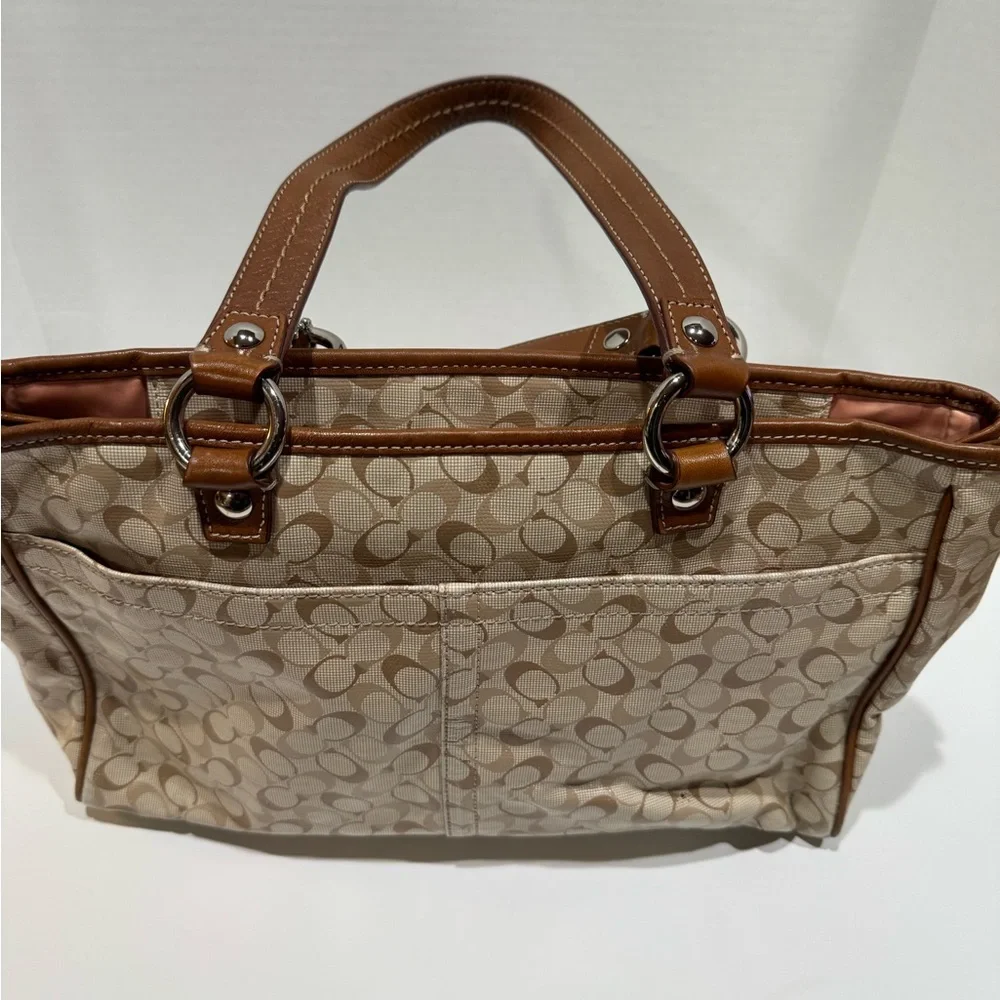 Coach Beige and Brown Signature Tote Bag Set - Picture 3 of 4